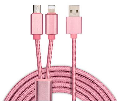 USB шнур  (2 выхода) WF-721 розовый