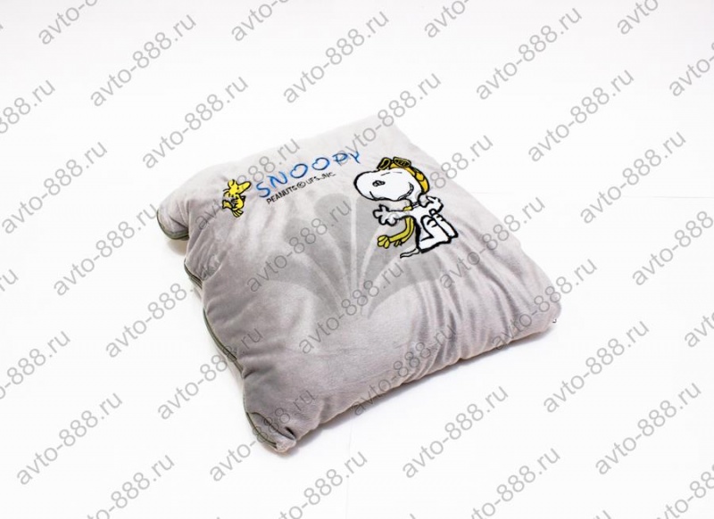 Мягкая подушка+одеяло Snoopy серая.Два в одном