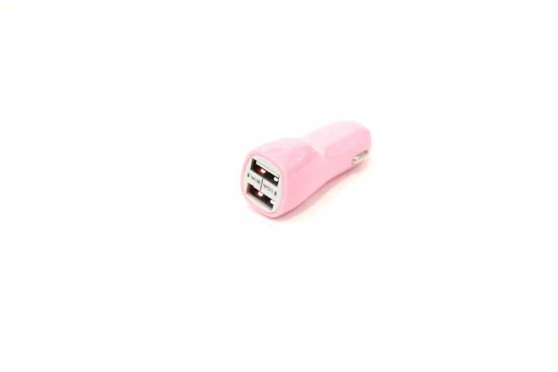 USB переходник в прикуриватель (2 port) АР-3008 розовый