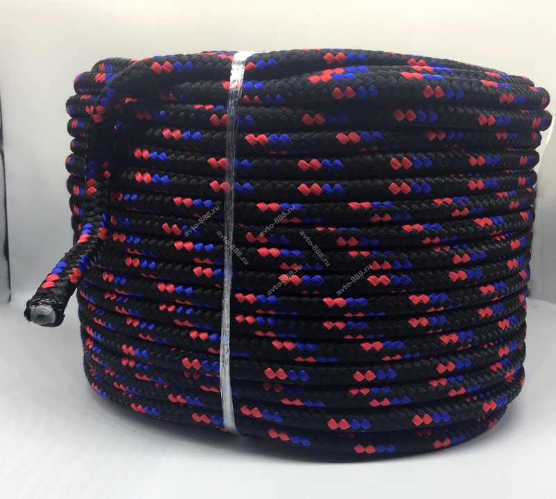 Веревка ( шнур) плетеная 12-прядная 15мм  с сердечником, черная  (1M)