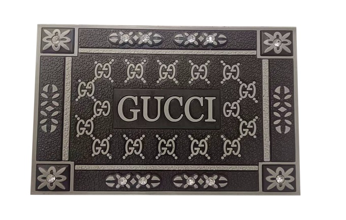 Коврик на панель противоскатный Gucci черно-серый, стразы  G-5
