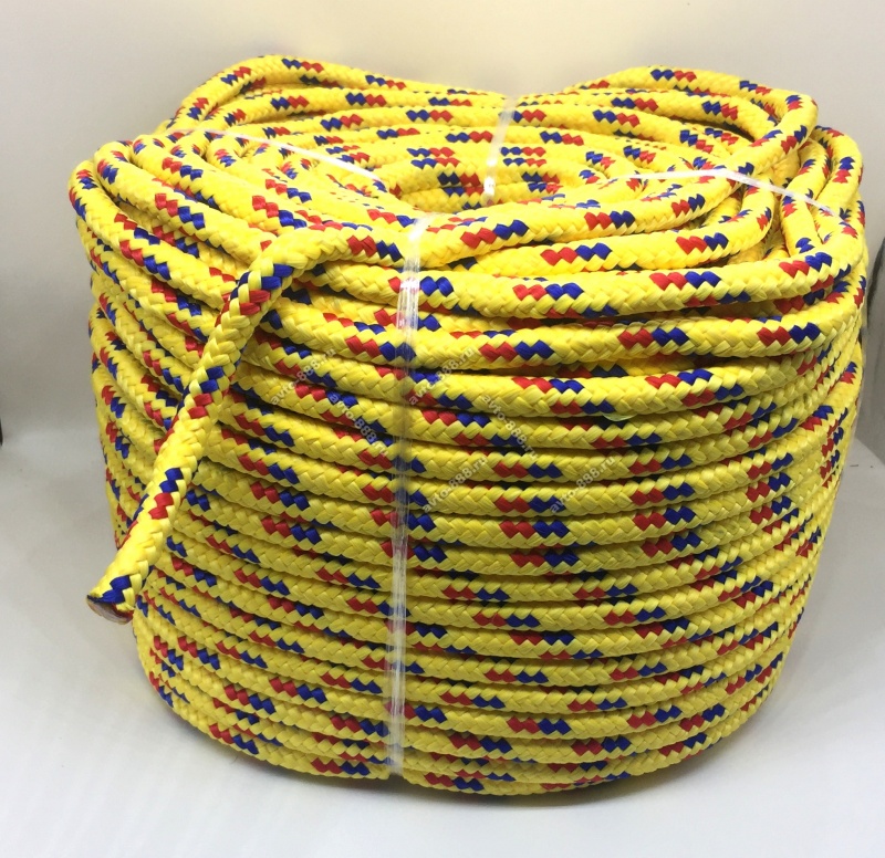 Веревка ( шнур) плетеная 8-прядная 10мм  с сердечником, желтая  (1M)
